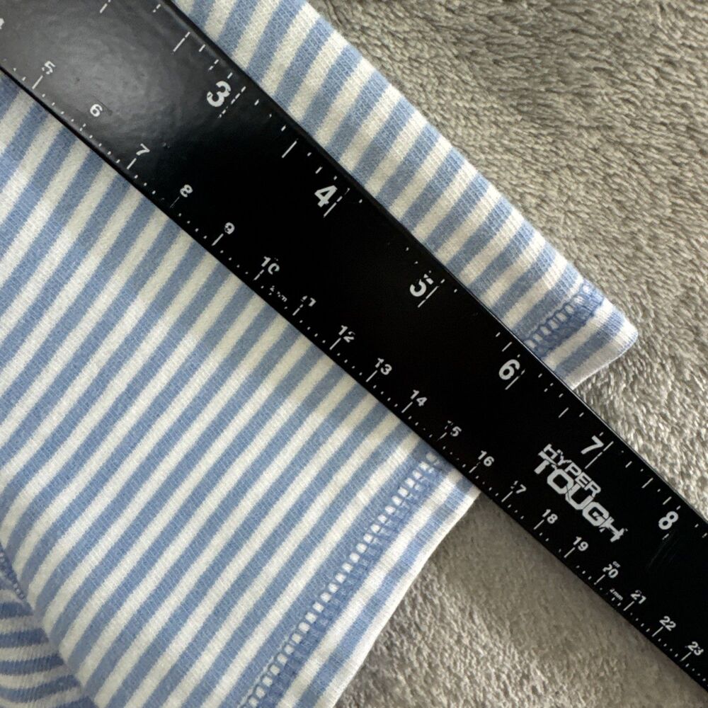 liz claiborne top large blue white stripe v neck short sleeve cotton - Picture 7 of 9